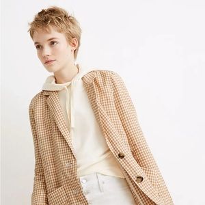 Madewell Linen Gingham Check Blazer